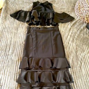 2 Piece Ruffle Top & Skirt Set